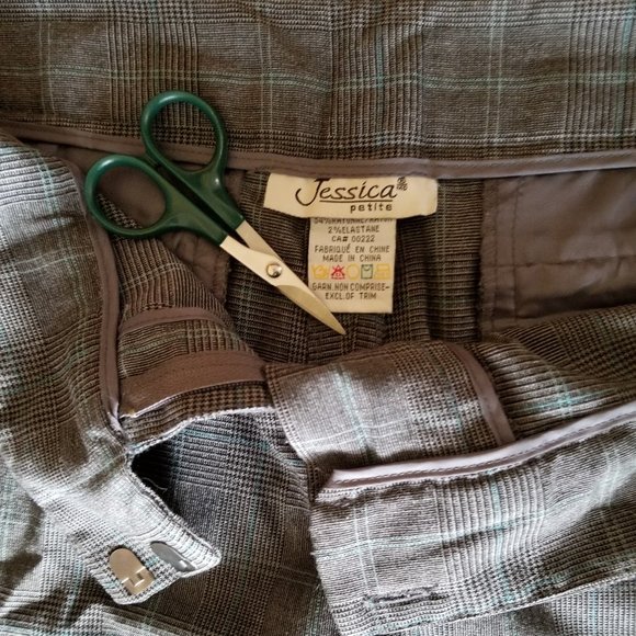 Vintage 90s, gray, brown, black, turquoise light plaid/stripes, L, Jessica Sears - Picture 6 of 10